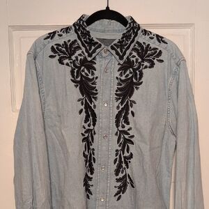 H&M x Giambattista Valli Denim Shirt with Embroidery